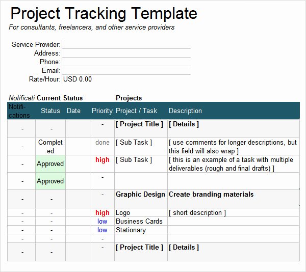 Excel Task Tracker Template New Project Tracking Template 6 Free Download for Pdf Doc