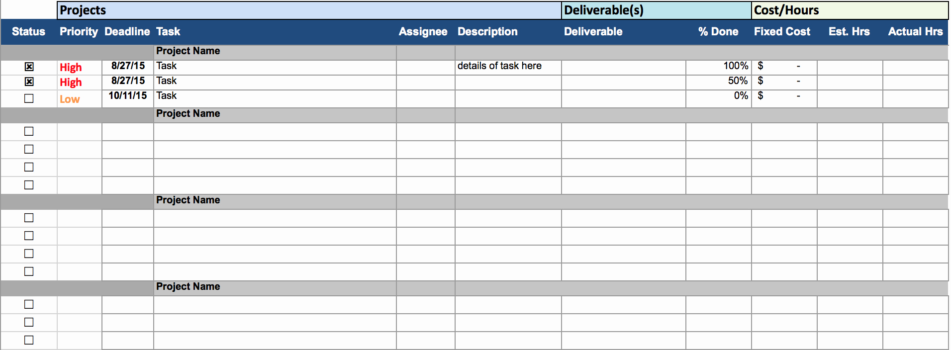 Excel Task Tracker Template New Task Tracking Spreadsheet Template Spreadsheet Templates