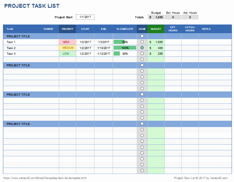 Excel Task Tracker Template Unique Multiple Project Task List Tracking Template Excel
