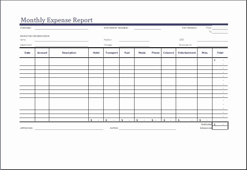 Expense Report Template Word Awesome Expense Report Template Excel