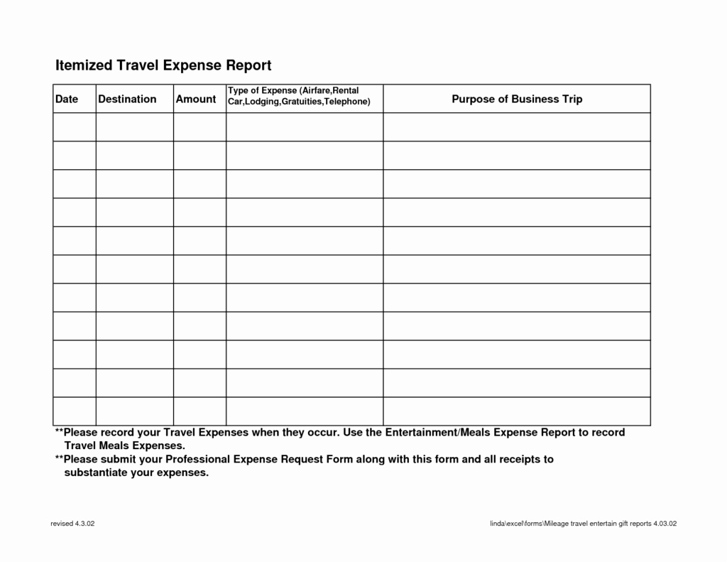 Expense Report Template Word Fresh Generic Expense Report Spreadsheet Templates for Business
