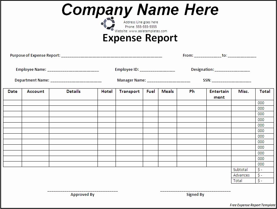 Expense Report Template Word Luxury Simple Expense Report Template