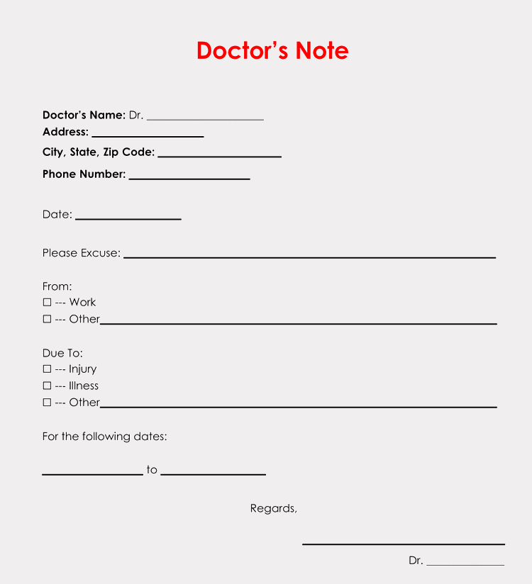 Fake Hospital Note Template Beautiful 36 Free Fill In Blank Doctors Note Templates for Work