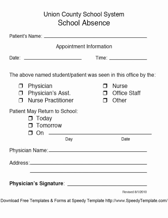 Fake Hospital Note Template Luxury 42 Fake Doctor S Note Templates for School &amp; Work