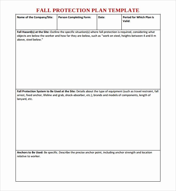 Fall Protection Plan Template Elegant Sample Fall Protection Plan Template 9 Free Documents