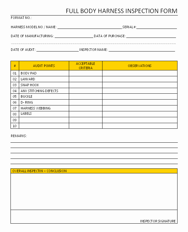 Fall Protection Plan Template Inspirational Harness Inspection Sheet to Pin On Pinterest