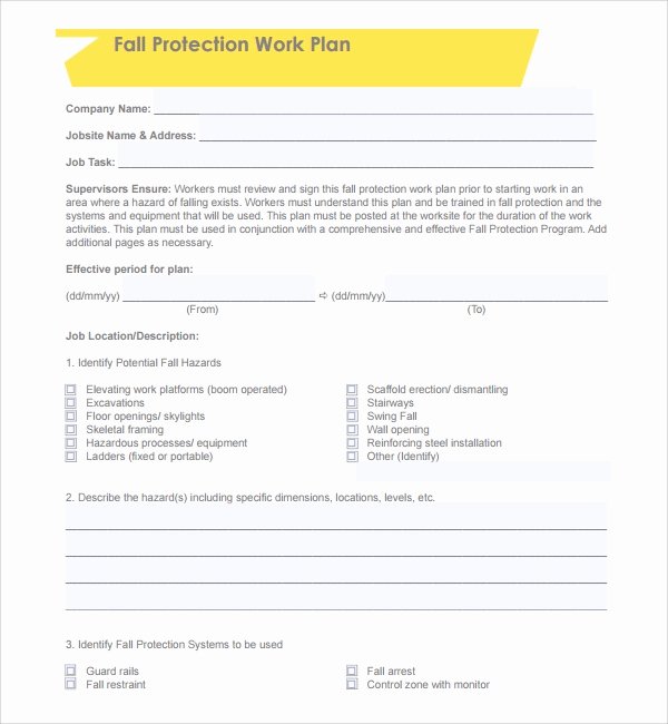Fall Protection Plan Template New Sample Fall Protection Plan Template 9 Free Documents