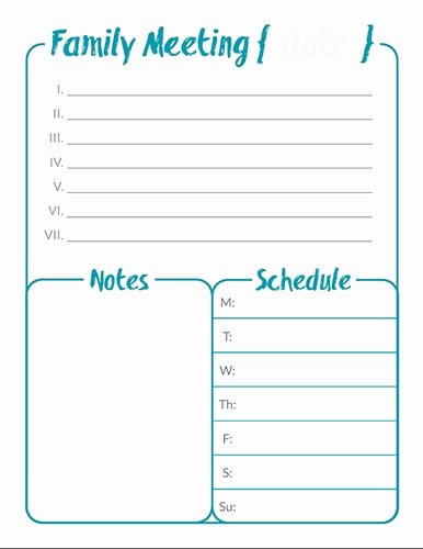 Family Meeting Agenda Templates Elegant the Power Of the Family Meeting