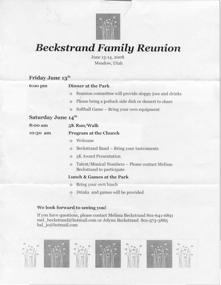 Family Reunion Agenda Template Lovely Family Reunion Announcement Flyers Invitation Templates