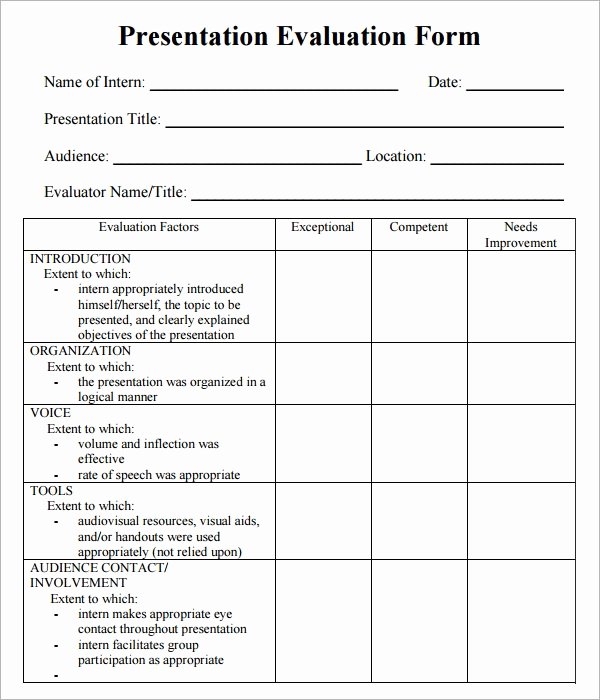 Feedback form Template Word New Free 6 Sample Presentation Evaluations In Pdf