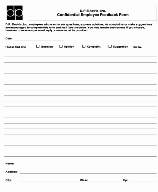 Feedback form Template Word New Sample Employee Feedback form 10 Examples In Word Pdf
