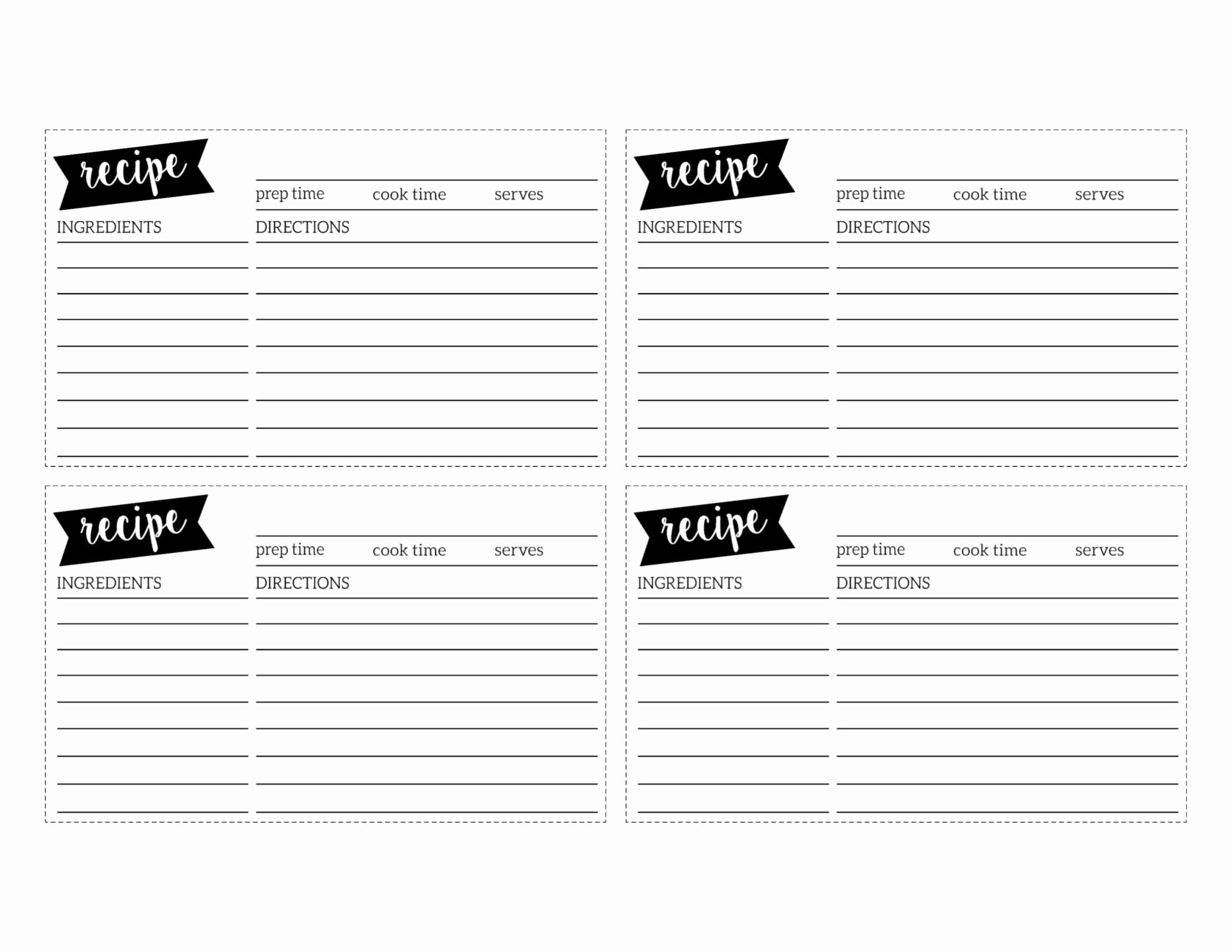 Fillable Recipe Card Template New Free Recipe Card Template Printable Paper Trail Design