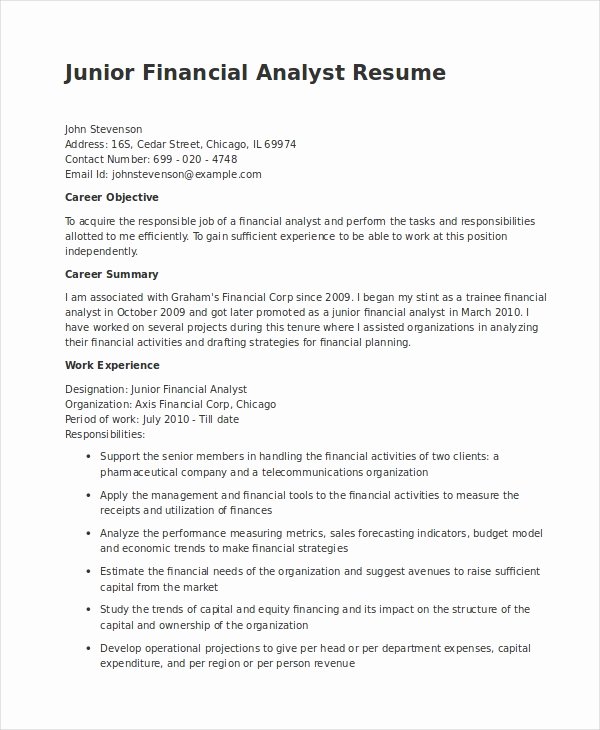 Finance Resume Template Word Inspirational Financial Analyst Resume 12 Pdf Word Documents