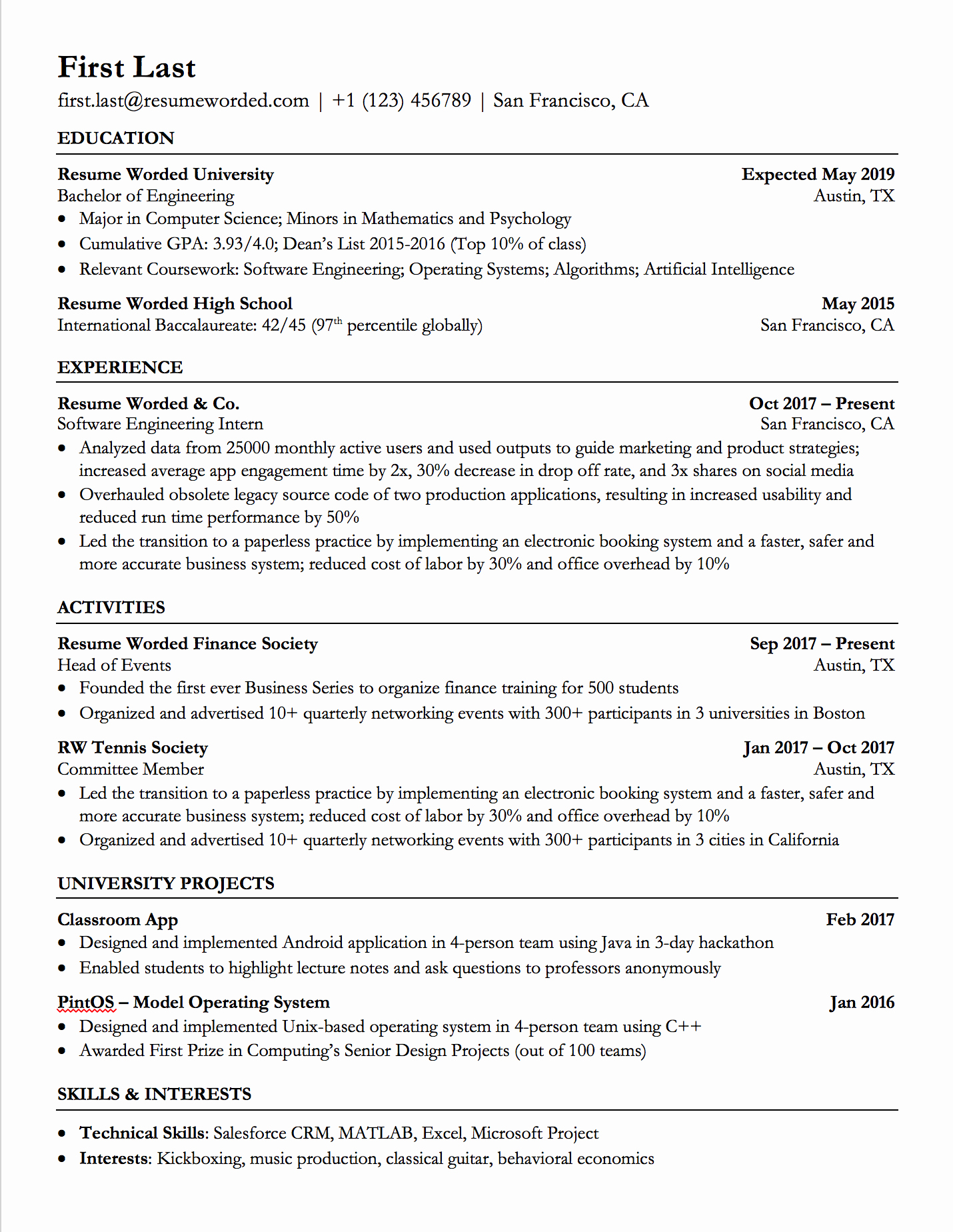 Finance Resume Template Word Unique Professional ats Resume Templates for Experienced Hires