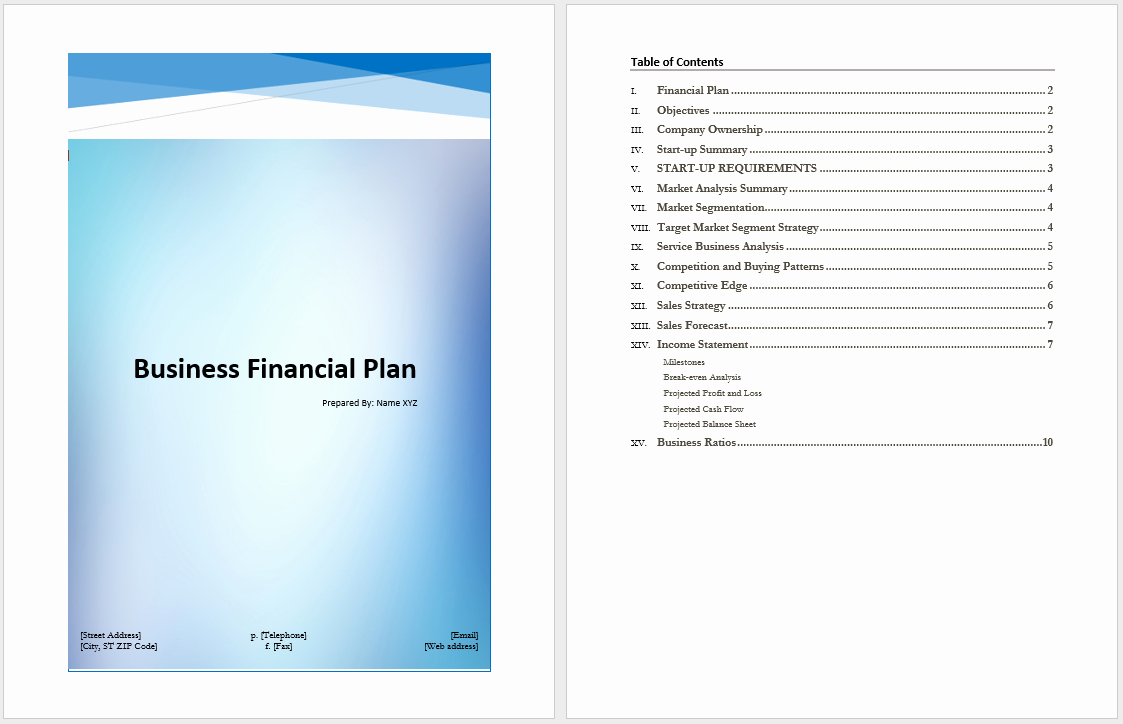 Financial Plan Template Word Fresh Business Financial Plan Template – Word Templates for Free