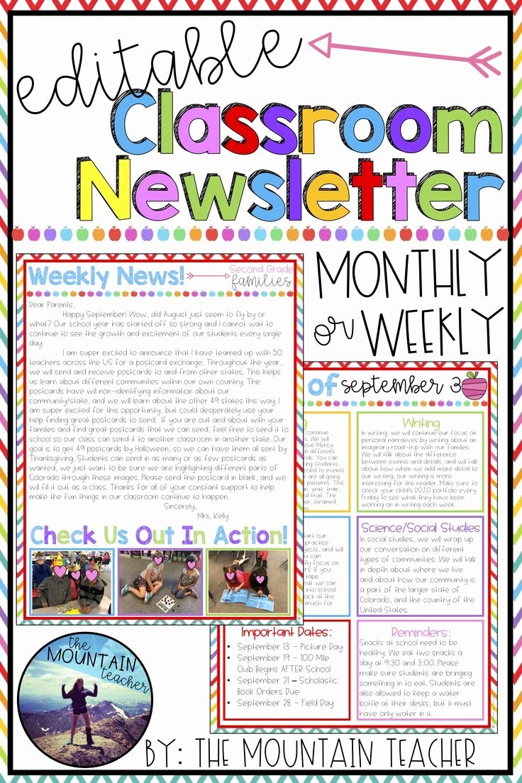 First Grade Newsletter Template Luxury Editable Newsletter Template