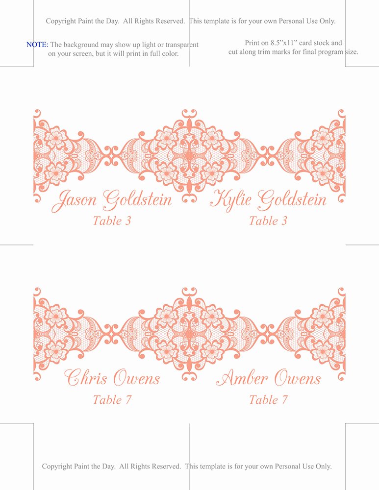Fold Over Place Cards Template Lovely Lace Wedding Place Card Template Fold Over Escort Card