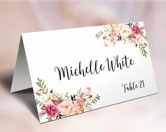 Fold Over Place Cards Template Unique Wedding Place Cards Place Card Template Editable Reserved
