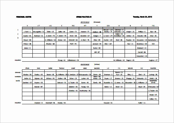 Football Depth Chart Template Excel Elegant Baseball Depth Chart Template Pdf Chart Template Design