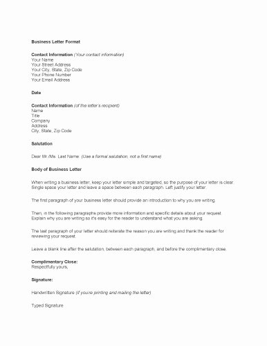 Formal Business Letter Template Best Of Free Printable Business Letter Template form Generic