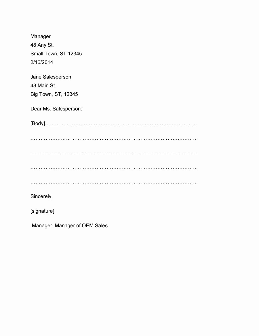 Formal Business Letter Template Inspirational 35 formal Business Letter format Templates &amp; Examples