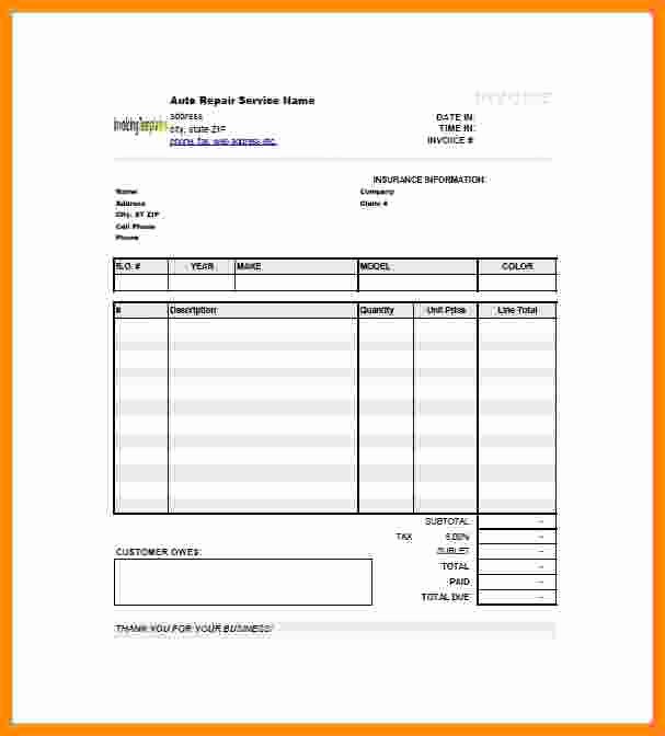 Free Auto Repair Invoice Template Lovely 7 Repair Invoice form
