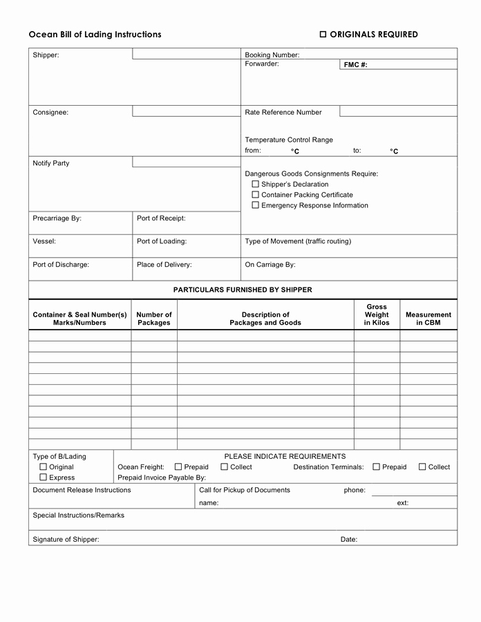 Free Bill Of Lading Template Awesome Blank Invoice Template Free Documents for Pdf