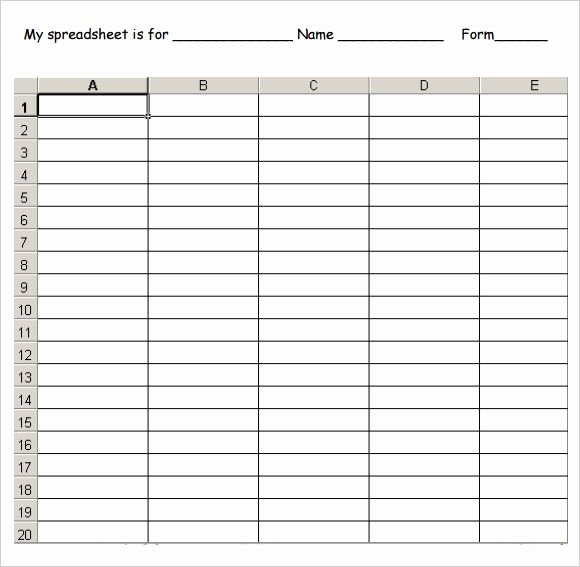 Free Blank Excel Spreadsheet Templates Beautiful Free Printable Blank Spreadsheet Templates