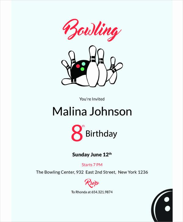 Free Bowling Invitation Template New 17 Bowling Party Invitation Designs &amp; Templates Psd Ai
