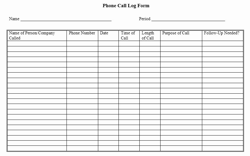 Free Call Log Template Fresh 11 Free Sample Telephone Log Templates Printable Samples