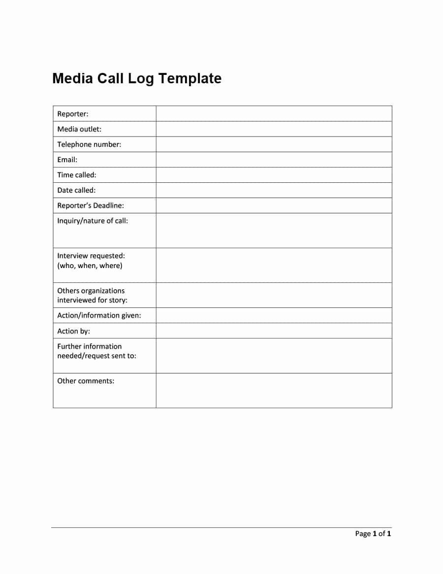 Free Call Log Template Fresh 40 Printable Call Log Templates In Microsoft Word and Excel