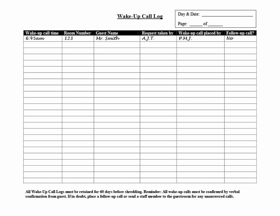 Free Call Log Template Fresh 40 Printable Call Log Templates In Microsoft Word and Excel