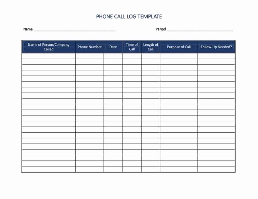 Free Call Log Template Unique 40 Printable Call Log Templates In Microsoft Word and Excel