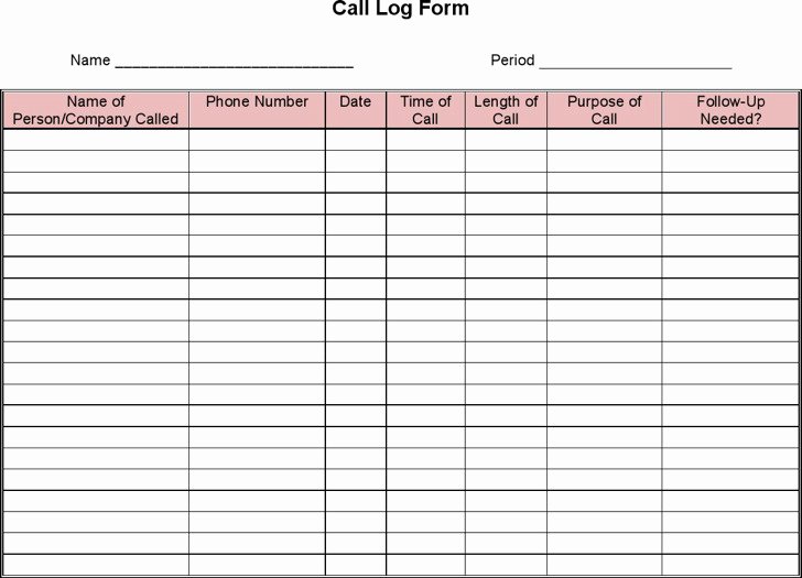 Free Call Log Template Unique 9 Phone Log Template Free Download