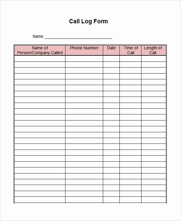 Free Call Log Template Unique Phone Log Template Download In Ms Word