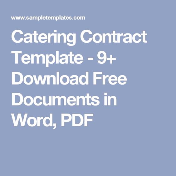 Free Catering Contract Template Beautiful Pinterest • the World’s Catalog Of Ideas