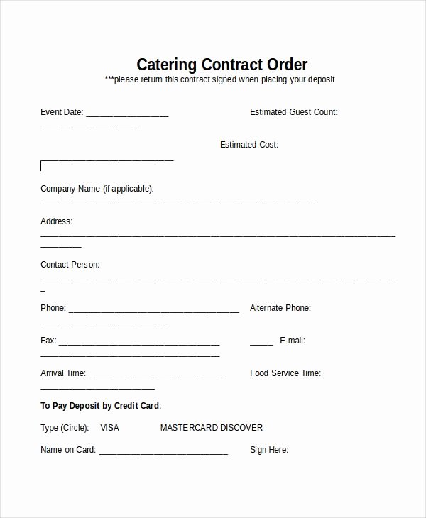 Free Catering Contract Template Unique Catering Contracts Templates Template In 2019