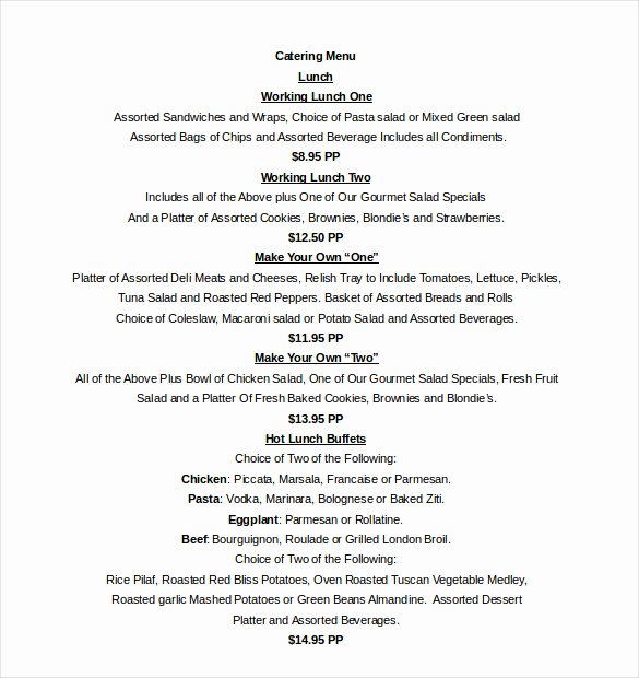 40 Free Catering Menu Templates Markmeckler Template Design