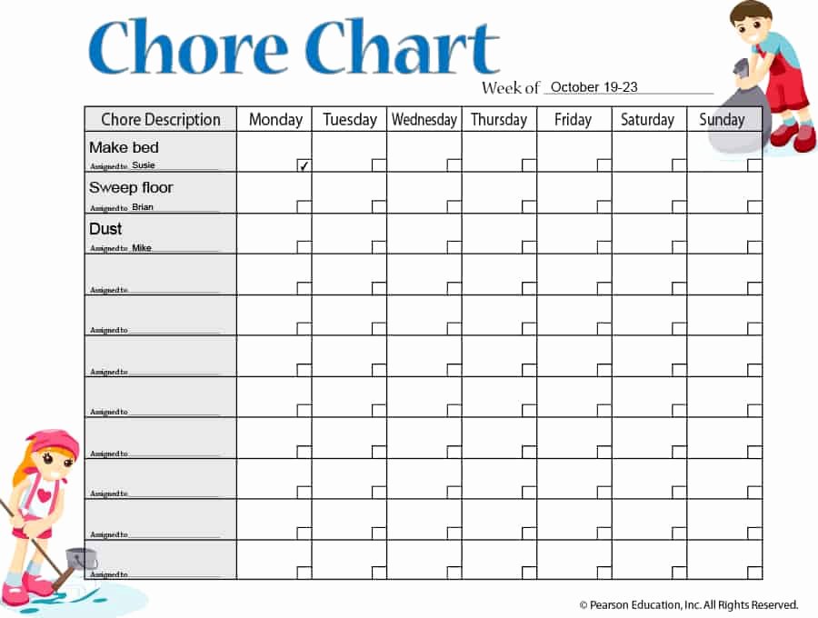 Free Chore Chart Template Luxury 43 Free Chore Chart Templates for Kids Template Lab