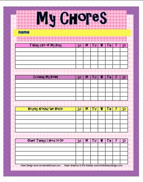 Free Chore Chart Template New Free Printable Chore Charts for Kids