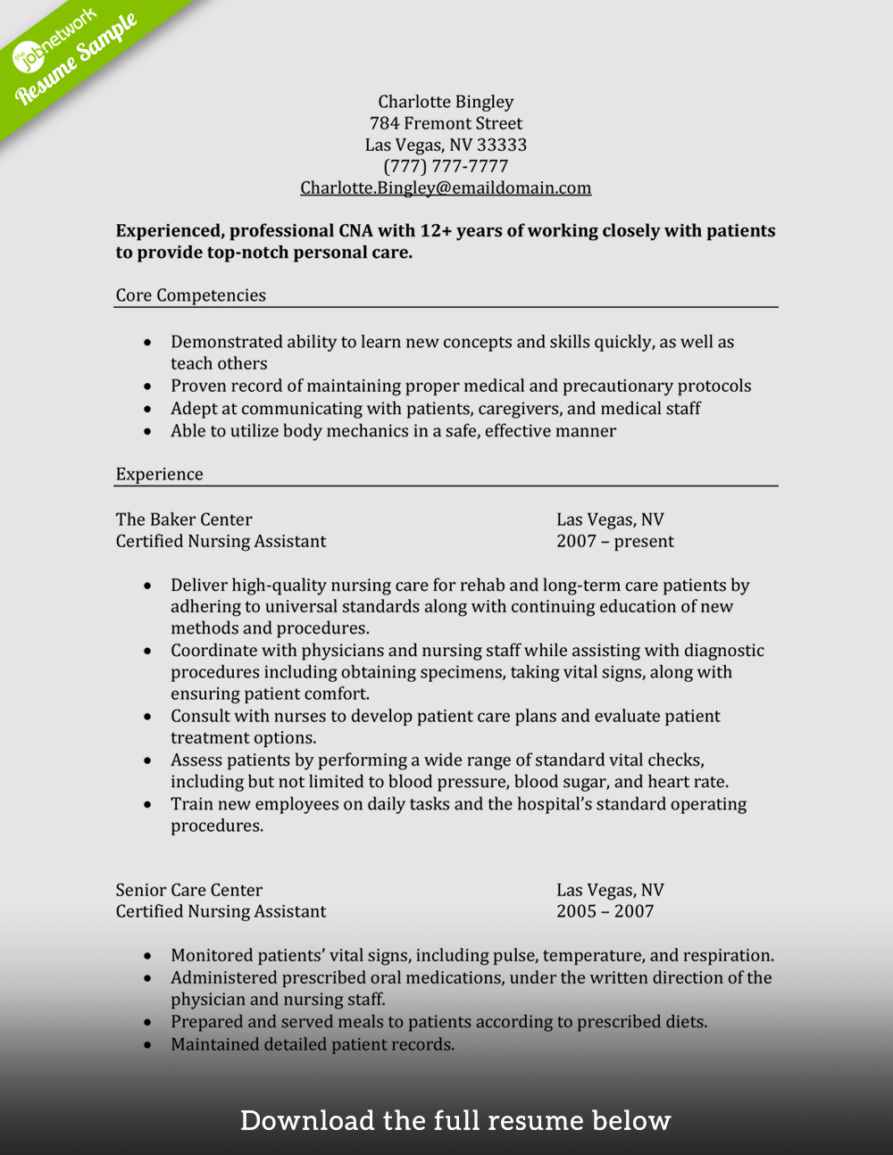 Free Cna Resume Templates Awesome How to Write A Perfect Cna Resume Examples Included
