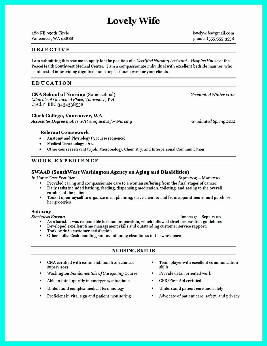 Free Cna Resume Templates Best Of &quot;mention Great and Convincing Skills&quot; Said Cna Resume Sample