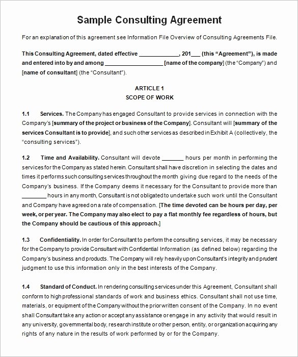 Free Consulting Agreement Template Elegant 5 Consulting Contract Templates – Free Word Pdf