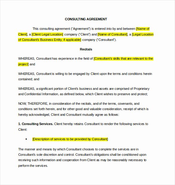 Free Consulting Agreement Template Lovely 15 Consultant Agreement Templates Word Pdf Pages