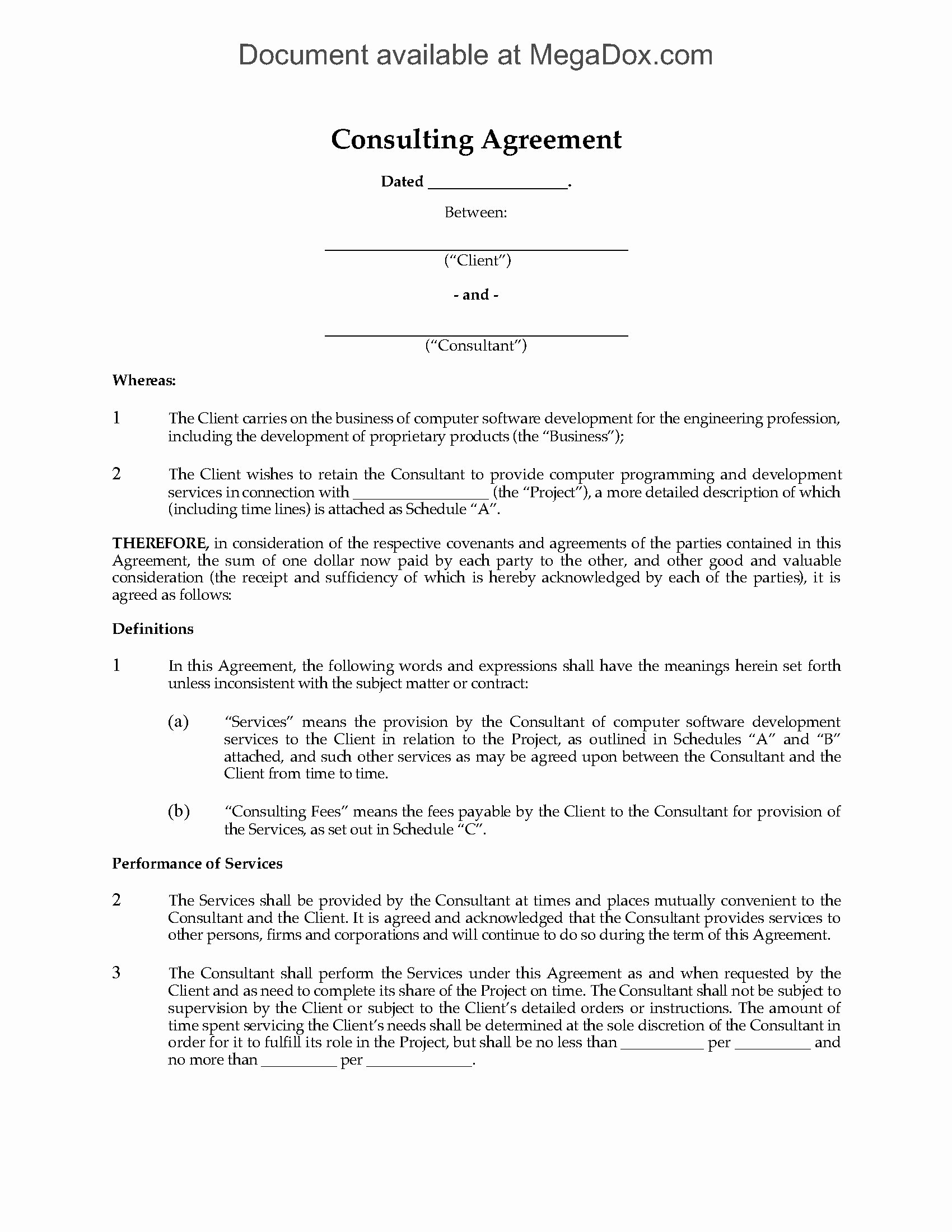 Free Consulting Agreement Template Luxury Canada Consulting Agreement for software Development