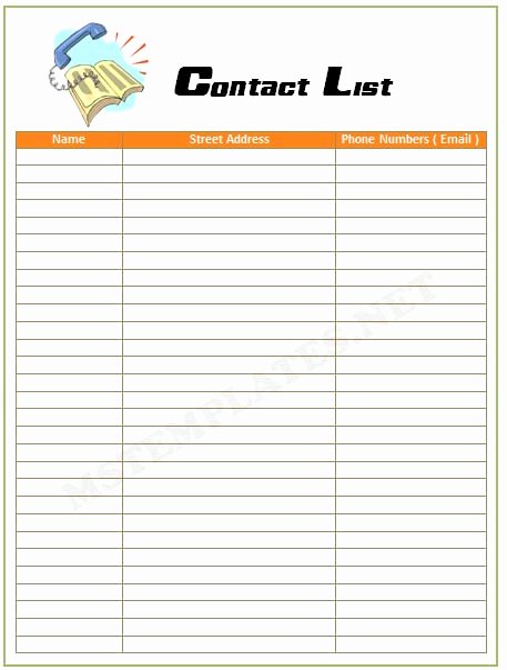 Free Contact List Template Lovely 28 Of Telephone Contact List Template