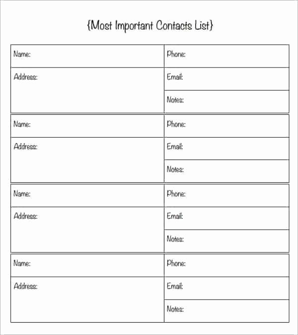 Free Contact List Template New 24 Free Contact List Templates In Word Excel Pdf
