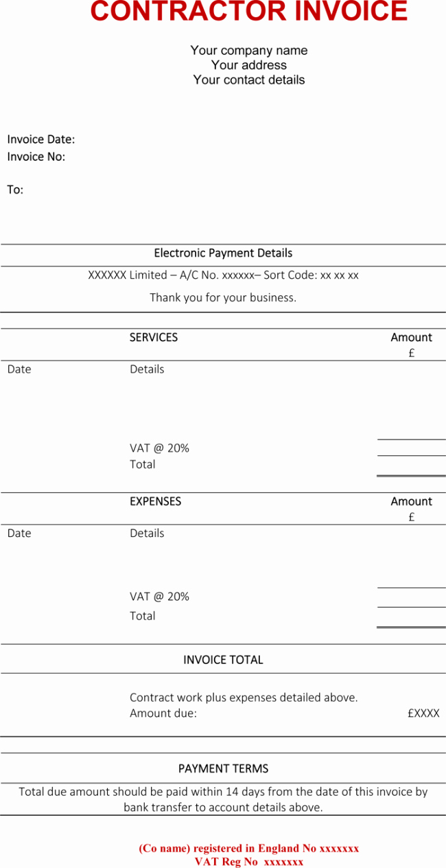 Free Contractor Invoice Template New Contractor Invoice Templates 10 Free Excel Word Pdf