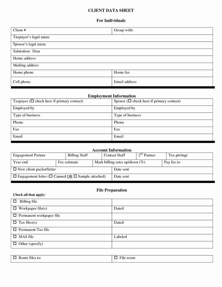 Free Data Sheet Template Awesome Free Personal Information forms