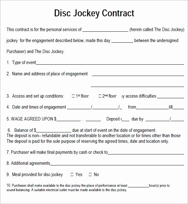 Free Dj Contract Template Luxury Dj Contract 7 Free Pdf Download